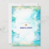 B'nai Mitzvah Modern Gold Turquoise Waterverf Kaart (Achterkant)
