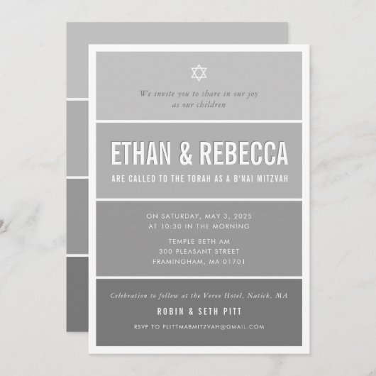 B'NAI MITZVAH modern ombre gradient medium grijs Kaart (Voorkant / Achterkant)