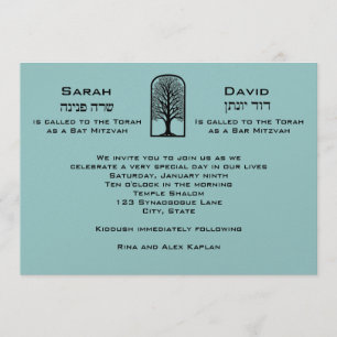 B'nai Mitzvah Novitie Twins Arch Tree of Life Kaart