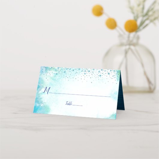 B'nai Mitzvah Turquoise Waterverf Custom Names Plaatskaartje (Voorkant)