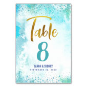 B'nai Mitzvah Turquoise Waterverf Gold Script Kaart (Voorkant)