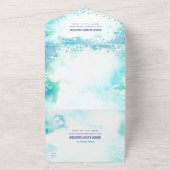 B'nai Mitzvah turquoise waterverf gouden script All In One Uitnodiging (Buitenkant)