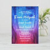 B'nai Mitzvah Uitnodigingen | Blauw Rood | Vuur ij (Staand voorkant)