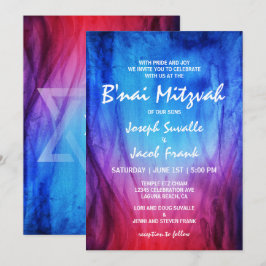 B'nai Mitzvah Uitnodigingen | Blauw Rood | Vuur Ij