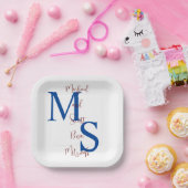 B'nai Mitzvah Wit Blauw Bourgogne Naam Monogram Papieren Bordje (Feest)