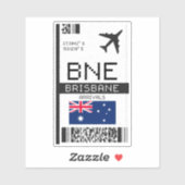 BNE Brisbane Boarding Pass - Australië Reizen Sticker (Vel)