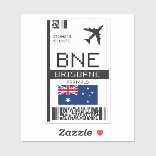 BNE Brisbane Boarding Pass - Australië Reizen Sticker (Vel)