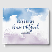 B'NEI MITZVAH moderne trendy paarse blauw waterver Gastenboek (Voorkant)