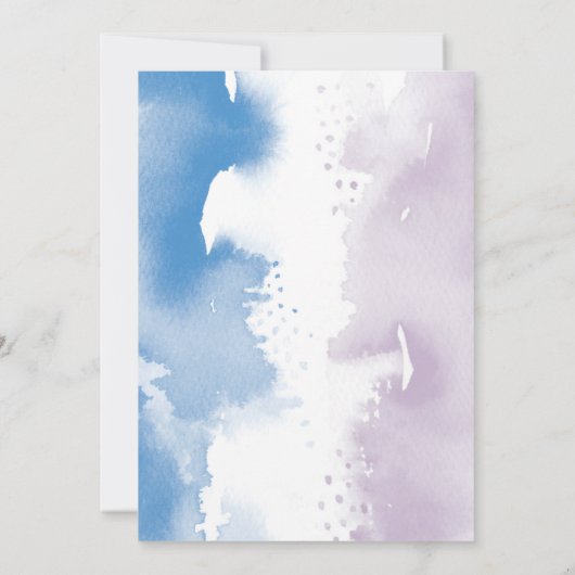 B'NEI MITZVAH script blauw & paarse waterverf 2 Kaart (Achterkant)