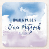 B'NEI MITZVAH SEAL paarse waterverf Kartonnen Onderzetters (Voorkant)