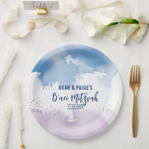B'NEI MITZVAH SEAL paarse waterverf Papieren Bordje