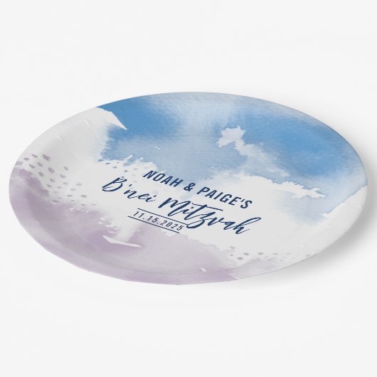 B'NEI MITZVAH SEAL paarse waterverf Papieren Bordje (Gekanteld)