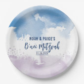 B'NEI MITZVAH SEAL paarse waterverf Papieren Bordje (Voorkant)