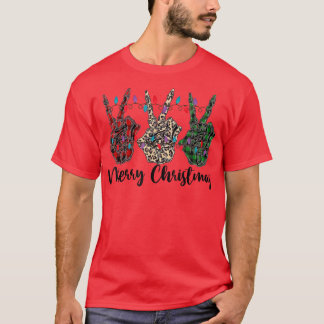 bNJB Merry Xmas kerstmis luipaard Skeleton Peace P T-shirt