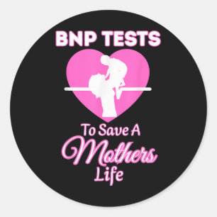 BNP testen Bewustzijn Hart Gezondheid Mama Cardiol Ronde Sticker