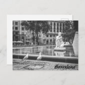 BnW fontein Plaça de Catalunya, Barcelona Briefkaart (Voorkant / Achterkant)