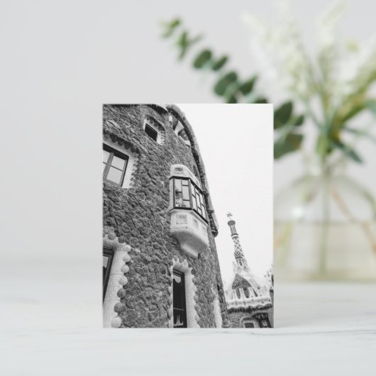 Bnw-gebouw in het park Güell in Barcelona Feestdagenkaart (Staand voorkant)