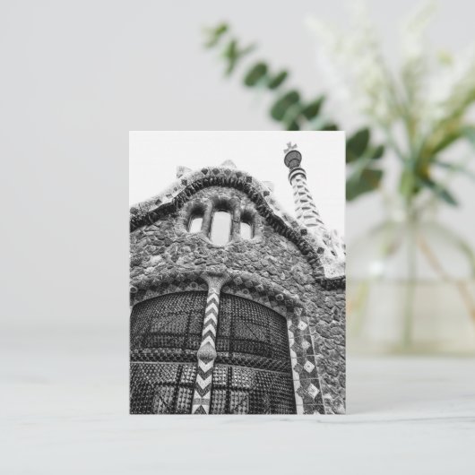 Bnw-gebouw in het park Güell in Barcelona Feestdagenkaart (Staand voorkant)