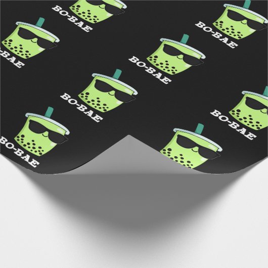 Bo-bae Funny Boba Tea Pun Dark BG Cadeaupapier (Hoek)
