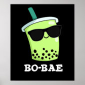 Bo-bae Funny Boba Tea Pun Dark BG Poster (Voorkant)