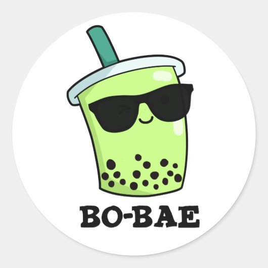 Bo-bae Grappige Boba Theepin Ronde Sticker (Voorkant)
