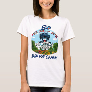 Bo het eerste T-shirt van de Dog "Bark for Change"