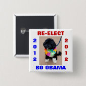 BO OBAMA 2012 VIERKANTE BUTTON 5,1 CM (Voorkant /achterkant)