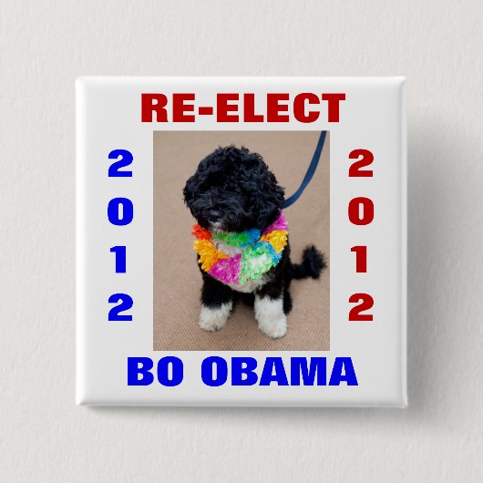 BO OBAMA 2012 VIERKANTE BUTTON 5,1 CM (Voorkant)