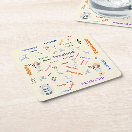 BO PEEP KINDERKAMER RIJM Woordnaam Collage Kartonnen Onderzetters (Schuin)