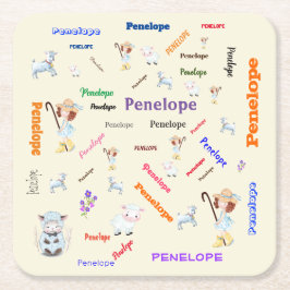 BO PEEP KINDERKAMER RIJM Woordnaam Collage Kartonnen Onderzetters