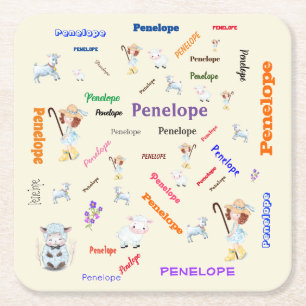 BO PEEP KINDERKAMER RIJM Woordnaam Collage Kartonnen Onderzetters