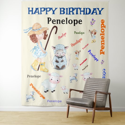 BO PEEP KINDERKAMER RIJM Woordnaam Collage Wandkleed (In situ)