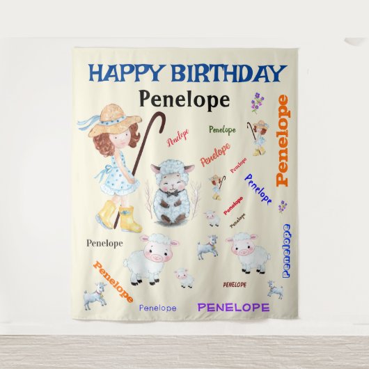 BO PEEP KINDERKAMER RIJM Woordnaam Collage Wandkleed (Voorkant)