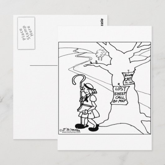 Bo Peep Posts Lost Sheep Sign Briefkaart (Voorkant / Achterkant)