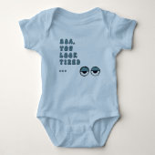 Boa, je ziet er moe uit (blauw) romper (Voorkant)