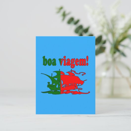 Boa Viagem - Goede reis in het Portugees - Vakanti Briefkaart (Staand voorkant)
