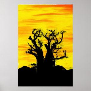 Boab-boom in Oils Archivings Afdrukken Poster