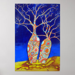 Boabbomen bij nacht poster