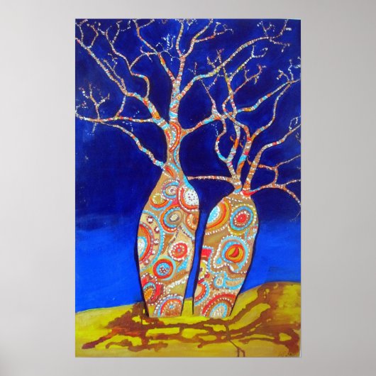 Boabbomen bij nacht poster (Voorkant)