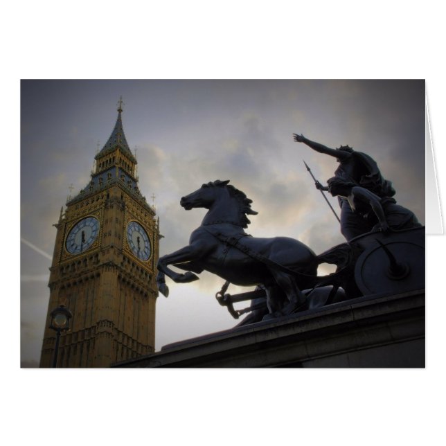 Boadicea Statue-Elizabeth Tower-Londen-Kaart (Voorkant Horizontaal)