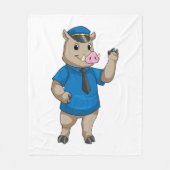 Boar als politieagent met pet van politie fleece deken (Voorkant)