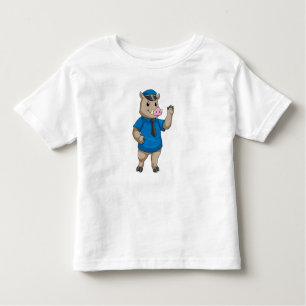 Boar als politieagent met pet van politie kinder shirts