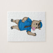 Boar als politieagent met pet van politie legpuzzel (Horizontaal)