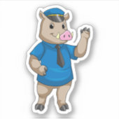 Boar als politieagent met pet van politie sticker (Voorkant)