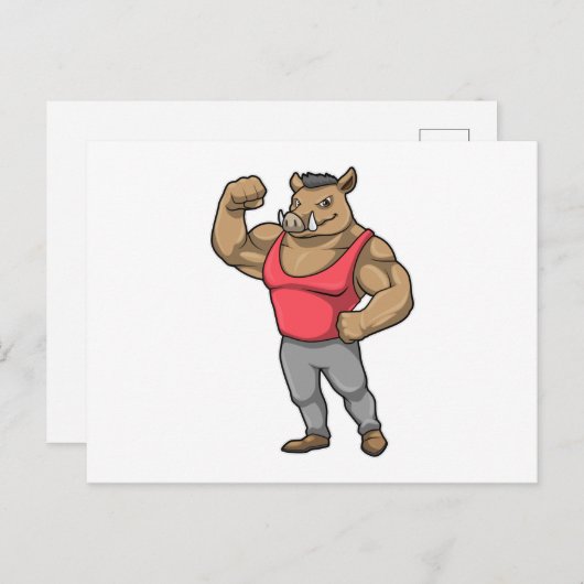 Boar Bodybuilder Briefkaart (Voorkant / Achterkant)