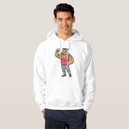 Boar Bodybuilder Hoodie (Voorkant volledig)