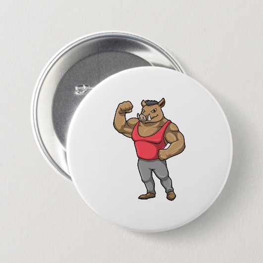 Boar Bodybuilder Ronde Button 7,6 Cm (Voorkant /achterkant)