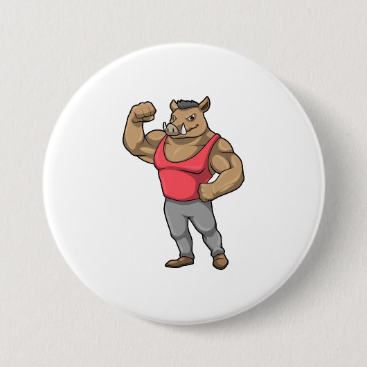 Boar Bodybuilder Ronde Button 7,6 Cm (Voorkant)