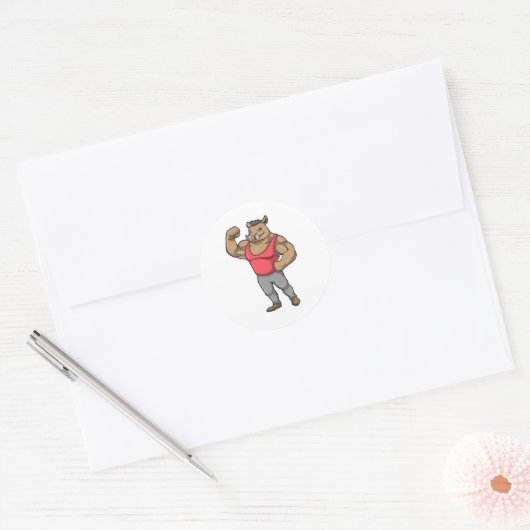 Boar Bodybuilder Ronde Sticker (Envelop)