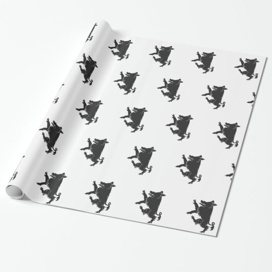 Boar Dancing heraldry silhouette Cadeaupapier (Uitgerold)